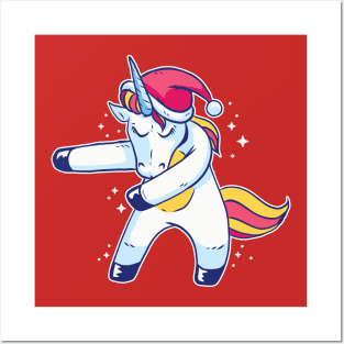 Christmas Unicorn Dab! Posters and Art